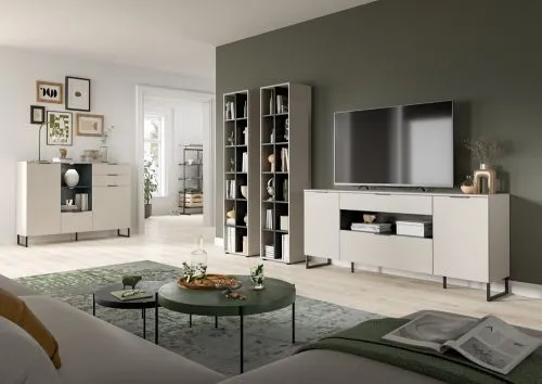 Sideboard Noida | Kaschmir / schwarz mit 2er Set LED Beleuchtung