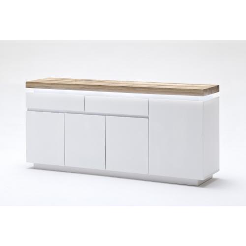 Sideboard Romina 1 | weiß matt / Eiche massiv | inkl. LED Beleuchtung