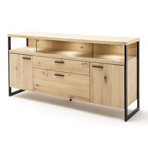 Sideboard Salerno | Balkeneiche / Eiche Bianco | LED Beleuchtung