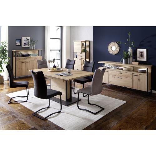 Sideboard Salerno 2 | Balkeneiche / Eiche Bianco | LED Beleuchtung