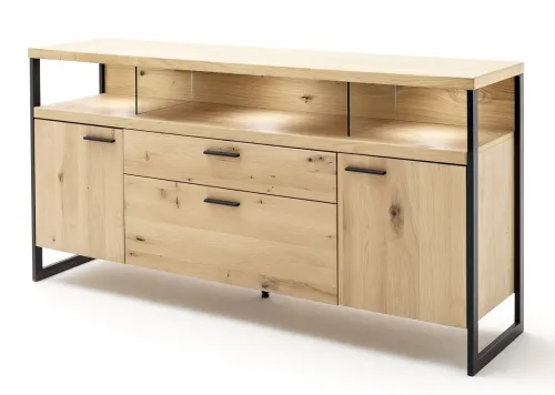 Sideboard Salerno | Balkeneiche / Eiche Bianco | ohne Beleuchtung