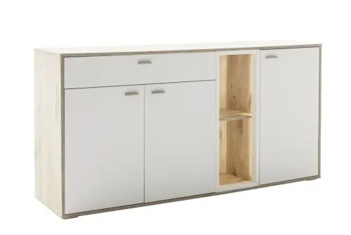 Sideboard Santerno | Soft white / Viking Oak | LED Beleuchtung