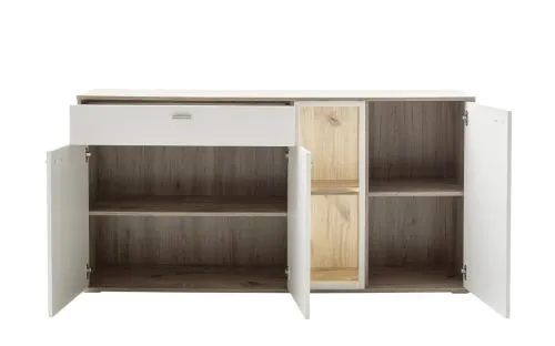 Sideboard Santerno | Soft white / Viking Oak | LED Beleuchtung