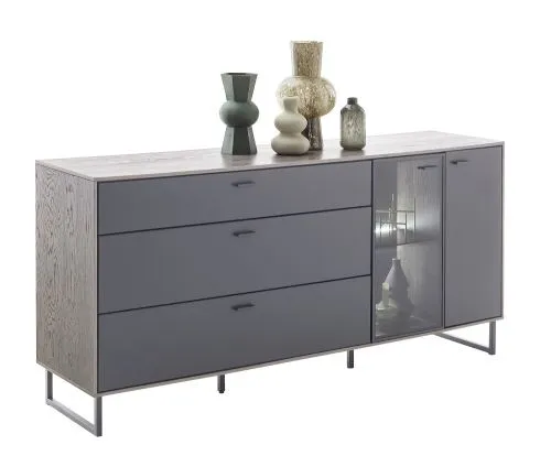 Sideboard Venezia | Softblack / Vulcano Eiche | mit Rückwandbeleuchtung