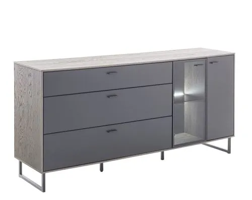Sideboard Venezia | Softblack / Vulcano Eiche | mit Rückwandbeleuchtung