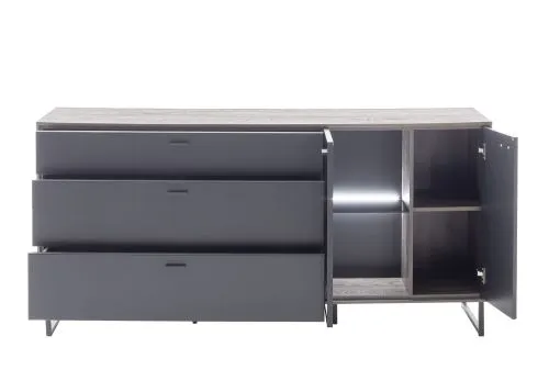 Sideboard Venezia | Softblack / Vulcano Eiche | mit Rückwandbeleuchtung
