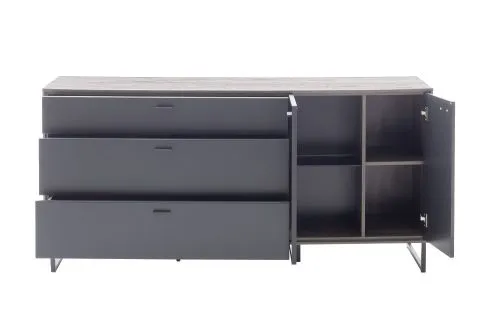 Sideboard Venezia | Softblack / Vulcano Eiche | optional LED Beleuchtung