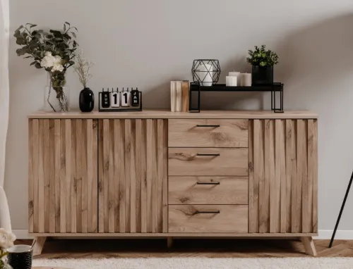 Sideboard Wellington mit Schubkästen | mit 3D-Reliefoptik | Schwedeneiche