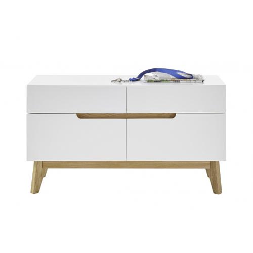 Sitzbank Garderobe Cervo | weiß matt / Asteiche massiv
