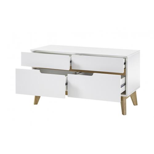 Sitzbank Garderobe Cervo | weiß matt / Asteiche massiv