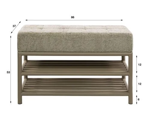 Sitzbank Schuhbank Shio | mit gepolsterter Sitzfläche | 85cm | beige