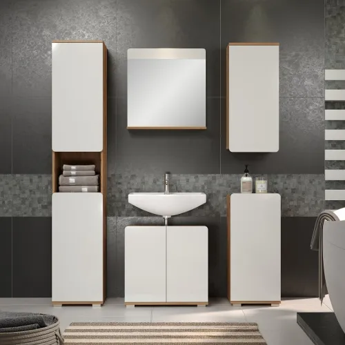 Spiegel Ciara | weiß Hochglanz / Artisan Eiche