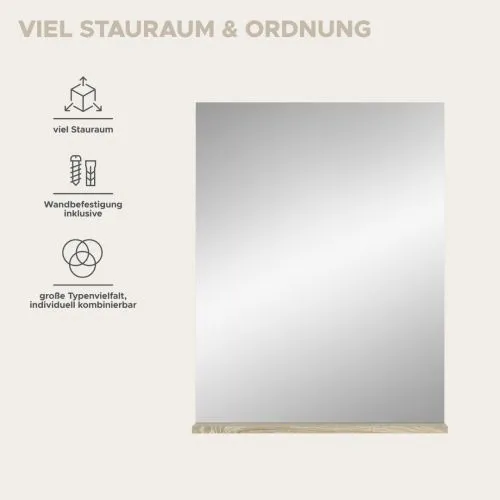 Spiegel Lambada | weiß Hochglanz / Sonoma Eiche