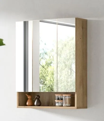 Spiegelschrank Aqua | mit offenem Fach | Evoke Oak ohne