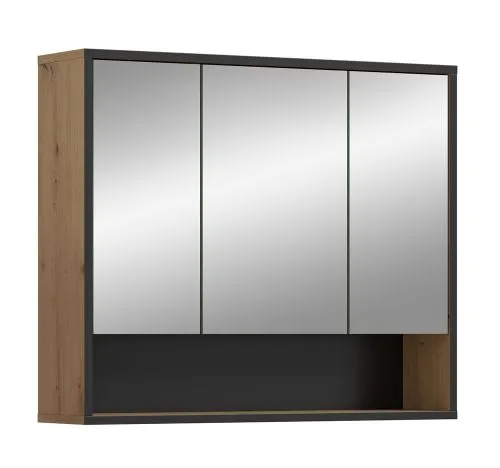 Spiegelschrank Bagno | mit offenem Fach | Artisan Oak mit Beleuchtung