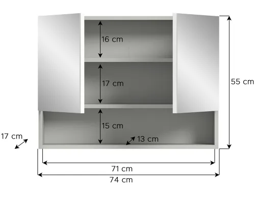Spiegelschrank Copa | hellgrau | mit Beleuchtung 74x55x17 cm