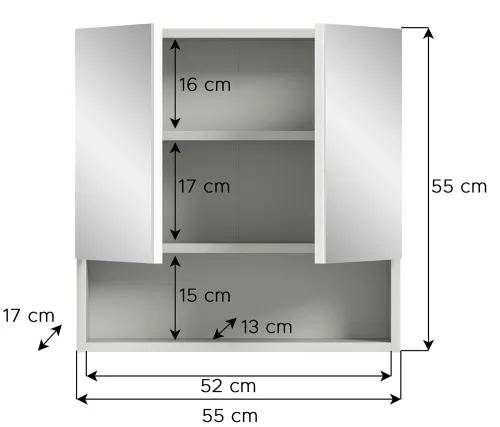 Spiegelschrank Copa | hellgrau | ohne Beleuchtung 55x55x17 cm