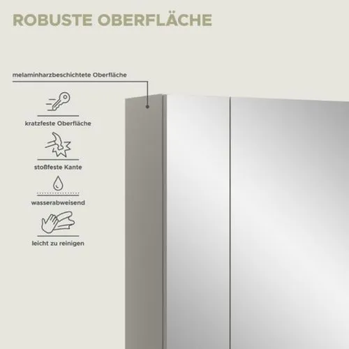 Spiegelschrank Ice | Kaschmir ohne Aufsatzleuchte