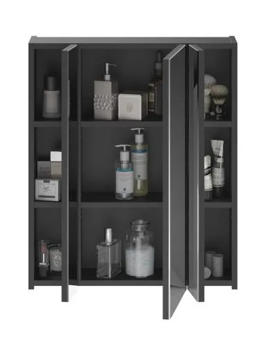 Spiegelschrank Linus | schwarz Hochglanz | LED Beleuchtung