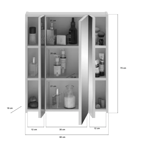 Spiegelschrank Linus | weiß Hochglanz | inkl. LED Beleuchtung