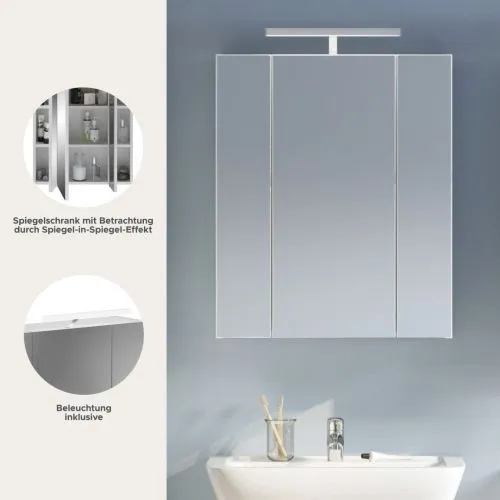 Spiegelschrank Linus | weiß Hochglanz | inkl. LED Beleuchtung