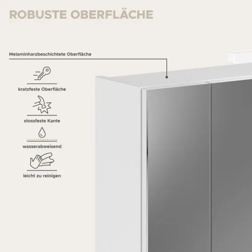 Spiegelschrank Linus | weiß Hochglanz | inkl. LED Beleuchtung