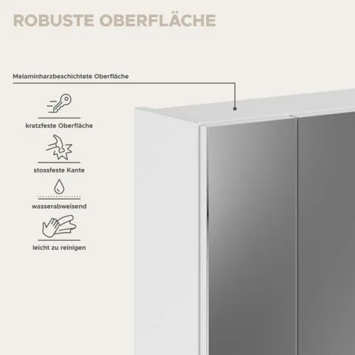 Spiegelschrank Linus | weiß Hochglanz | LED Beleuchtung