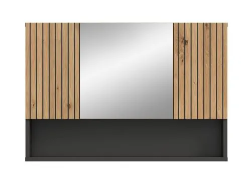 Spiegelschrank Mone | mit offenem Fach | Basalt grau / Artisan Oak
