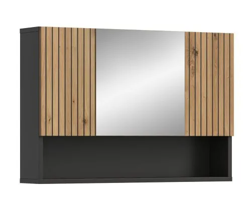 Spiegelschrank Mone | mit offenem Fach | Basalt grau / Artisan Oak ohne Beleuchtung