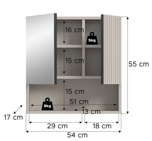 Spiegelschrank Mone | mit offenem Fach | Kaschmir