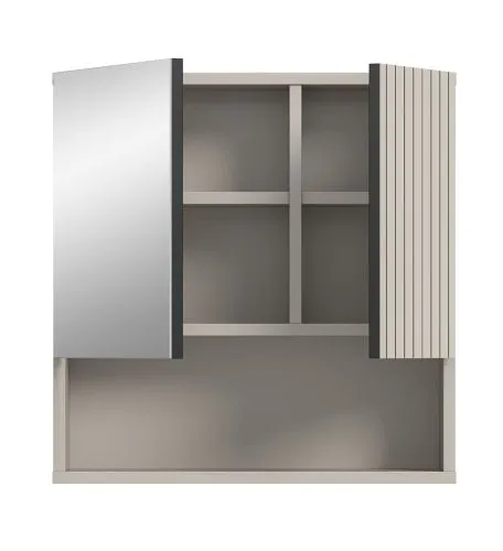 Spiegelschrank Mone | mit offenem Fach | Kaschmir mit Beleuchtung