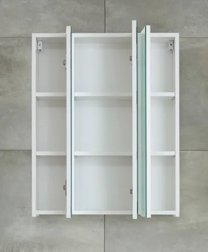 Spiegelschrank Monte | weiß Hochglanz mit Aufsatzleuchte