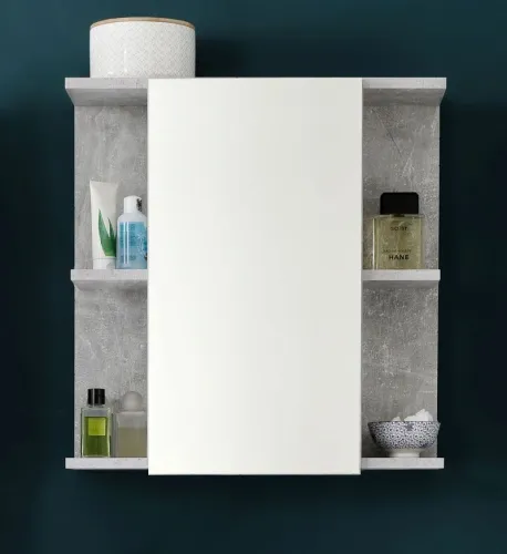 Spiegelschrank Nano | weiß Hochglanz / Beton Stone