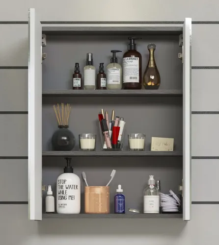 Spiegelschrank Riva | weiß / rauchsilber