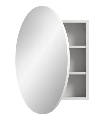 Spiegelschrank rund Riff | weiß | mit LED Aufsatzleuchte