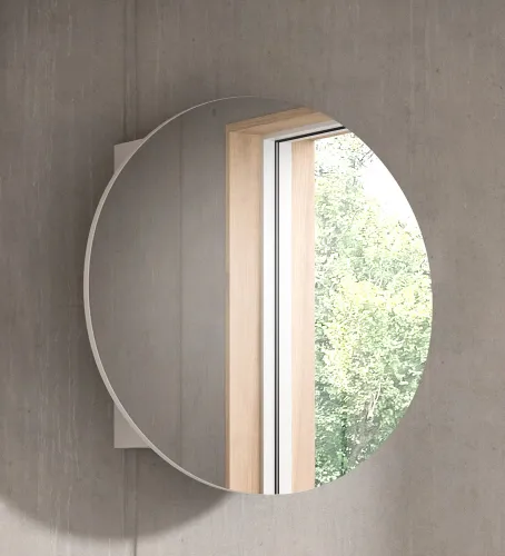 Spiegelschrank rund Riff | weiß | ohne Beleuchtung