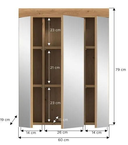 Spiegelschrank Scout | Artisan Eiche mit Aufsatzleuchte
