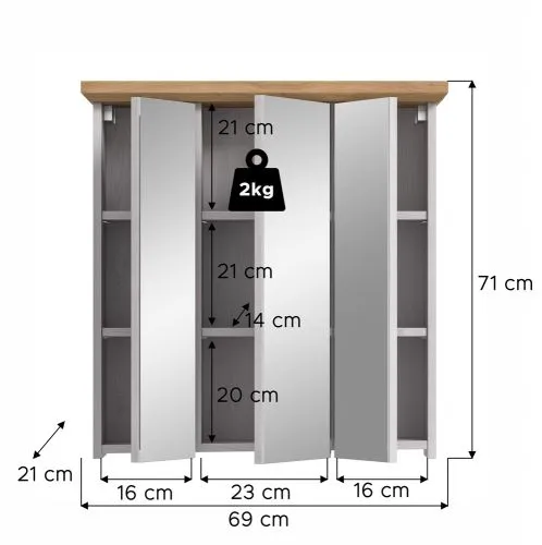 Spiegelschrank Verona | Sibiu Larche / Artisan Eiche mit Beleuchtung