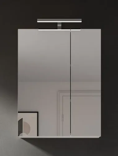 Spiegelschrank Vira, Spiegelschrank mit zweiflügeliger Spiegeltür und Griffmulde
