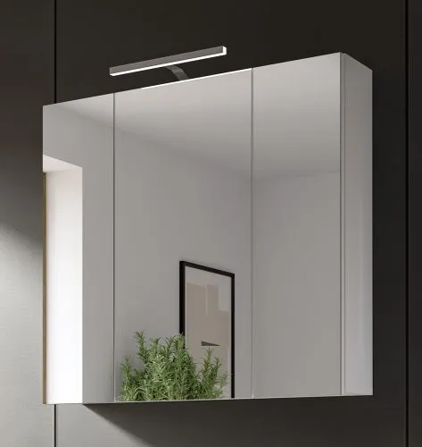 Spiegelschrank Vira, Spiegelschrank mit 3 Türen und LED-Beleuchtung oben – Ansicht 2