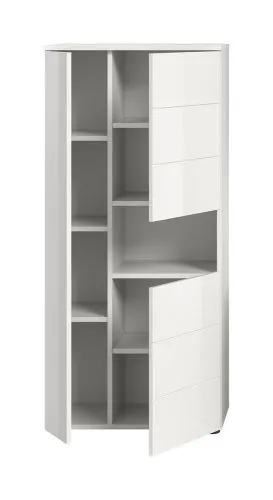 Standschrank breit Vira | weiß / weiß Hochglanz