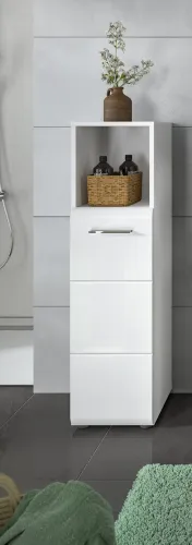 Standschrank hoch Ice | weiß / weiß Hochglanz