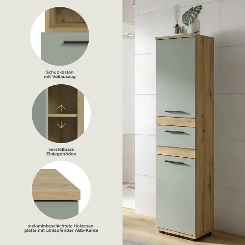 Standschrank Hochschrank Blake | Salbei / Artisan Eiche