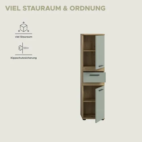 Standschrank Hochschrank Blake | Salbei / Artisan Eiche