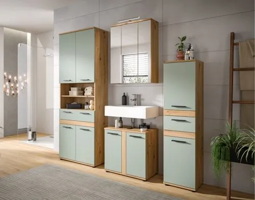 Standschrank Hochschrank Blake | Salbei / Artisan Eiche