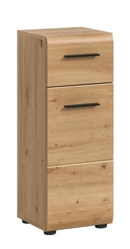 Standschrank klein Ice, Artisan Eiche Dekor, 3 Schubkästen mit schwarzen Griffmulden – Ansicht 2