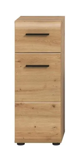 Standschrank klein Ice, Artisan Eiche Dekor, 3 Schubkästen mit schwarzen Griffmulden – Ansicht 3