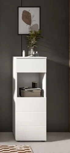 Standschrank Vira klein | weiß / weiß Hochglanz