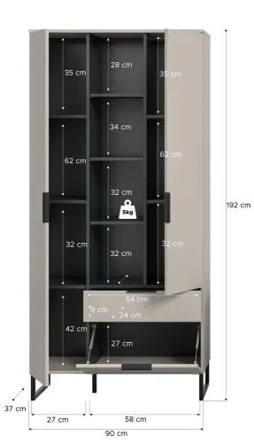 Stauraumelement Schrank Noida | Kaschmir / schwarz