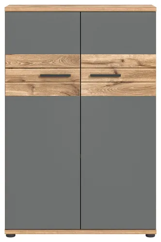 Stauraumschrank Mason | Nox Oak / Basalt grau | 80x122x37